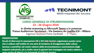 Corso AIS su Strumentazione e Controllo Industriale
